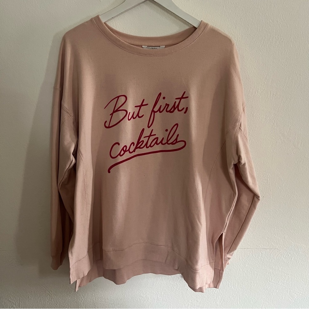 Wildfox Sweatshirt with Red 'But First, Cocktails' Print